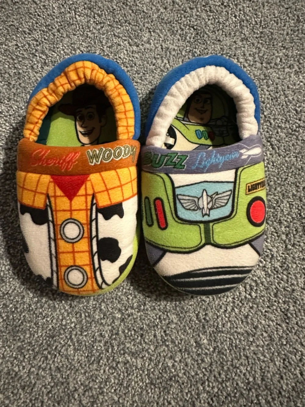 Disney Toy Story Buzz Woody Plush Toddler Slippers XL 11/12 Soft Cozy